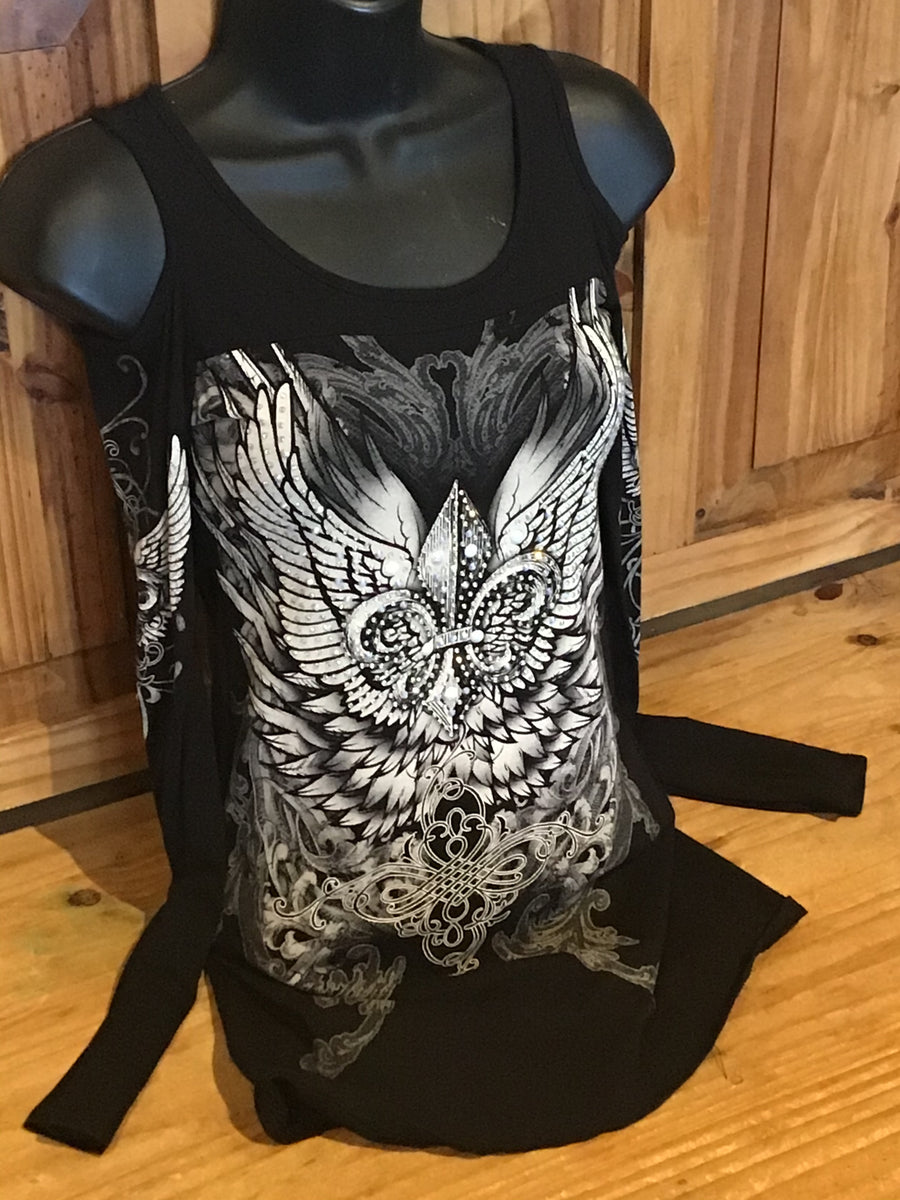 Angel Rhinestone Bedazzled Top 