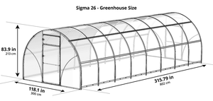 Sigma 26 Size: 10' × 26' × 7 greenhouse 5 Year Warranty 🌹🌹🌹🌹