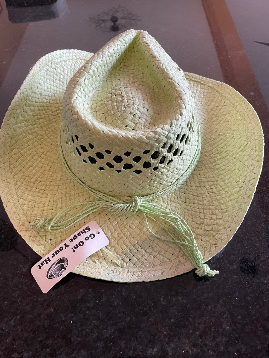 Lime Green With Heart Cowboy Hat Straw TackMUp Stables