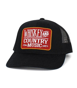 Black Or Grey Whiskey and Country Music Vintage Mesh Ballcap