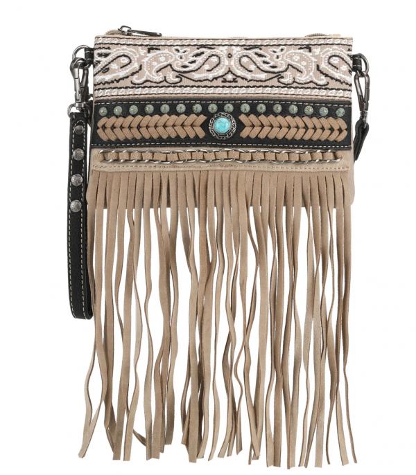 West Fringe Collection Clutch/Crossbody - Khaki Black or Orange