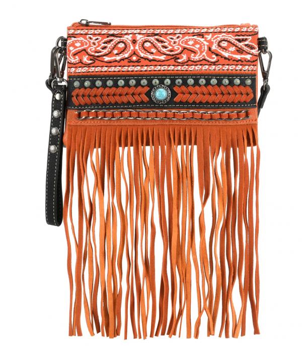 West Fringe Collection Clutch/Crossbody - Khaki Black or Orange