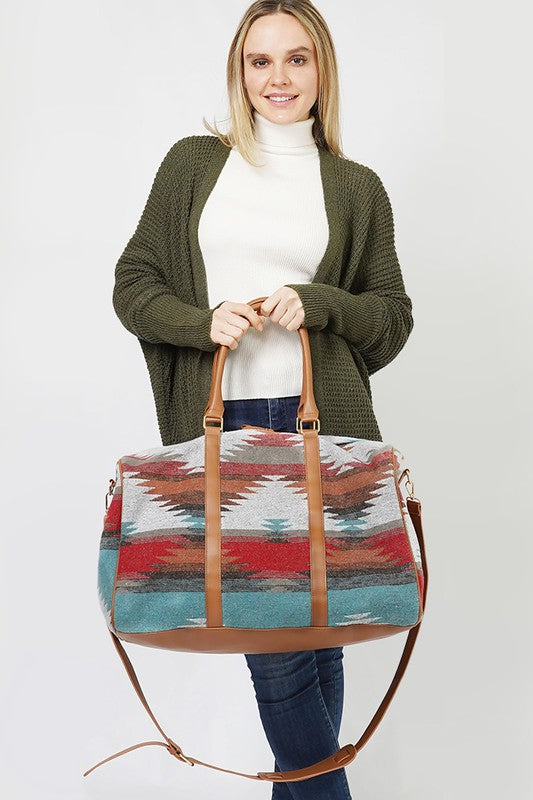 Aztec Pattern Crossbody Duffle Bag