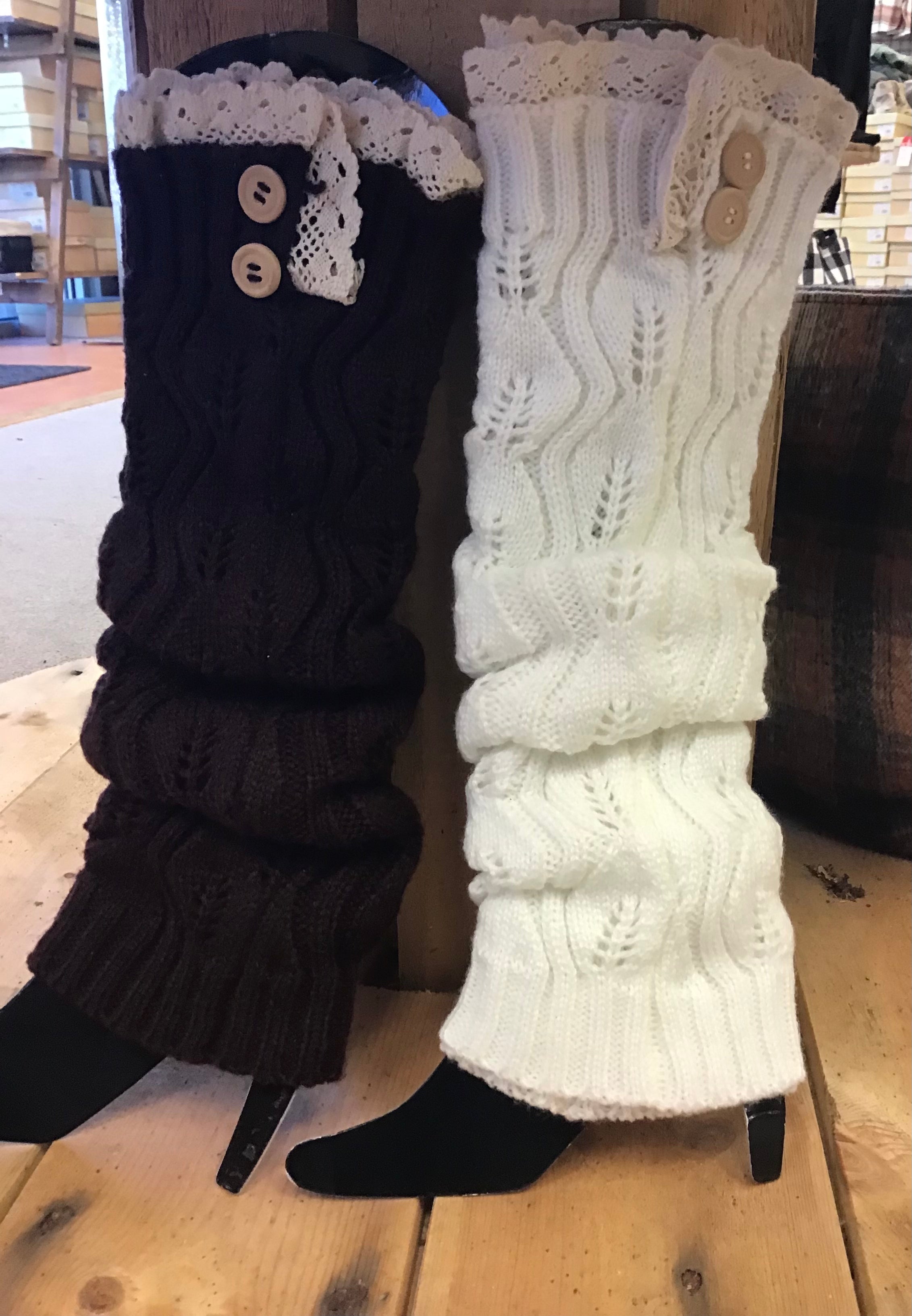 Leg Warmers With Lace and Button Details