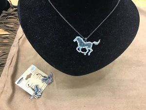HORSE CASTING WITH Rhinestone Necklace