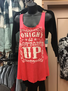 Tonight is Bottoms Up Coral Tank Top