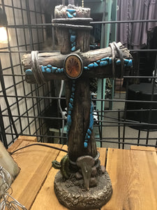 Cross Lamp With Turquoise Stones
