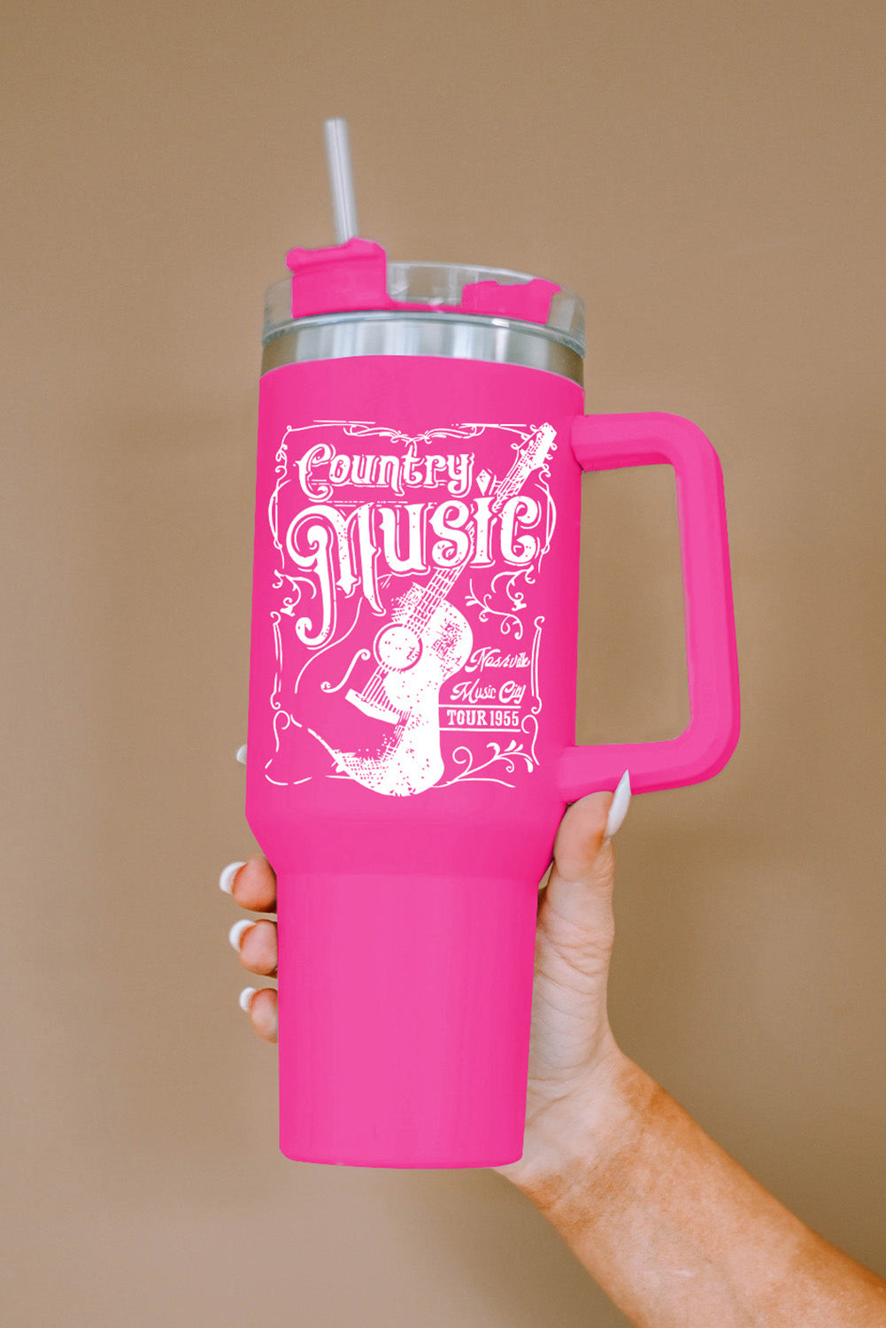 Pink Country Music  Insulated Cup Rose Country Music 304 Stainless Double Insulated Cup 40oz