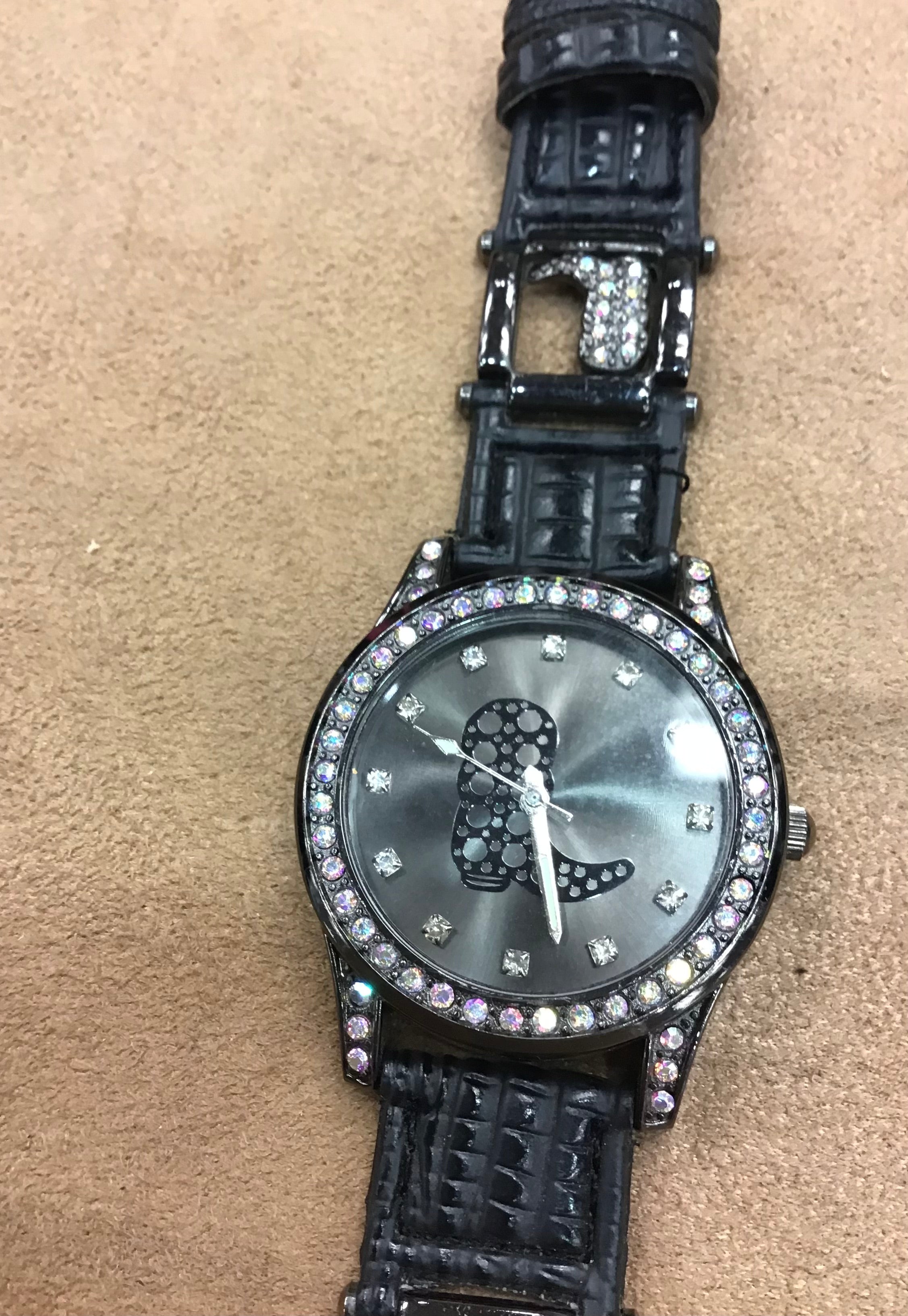 Western Style Watch With Boots & Bling