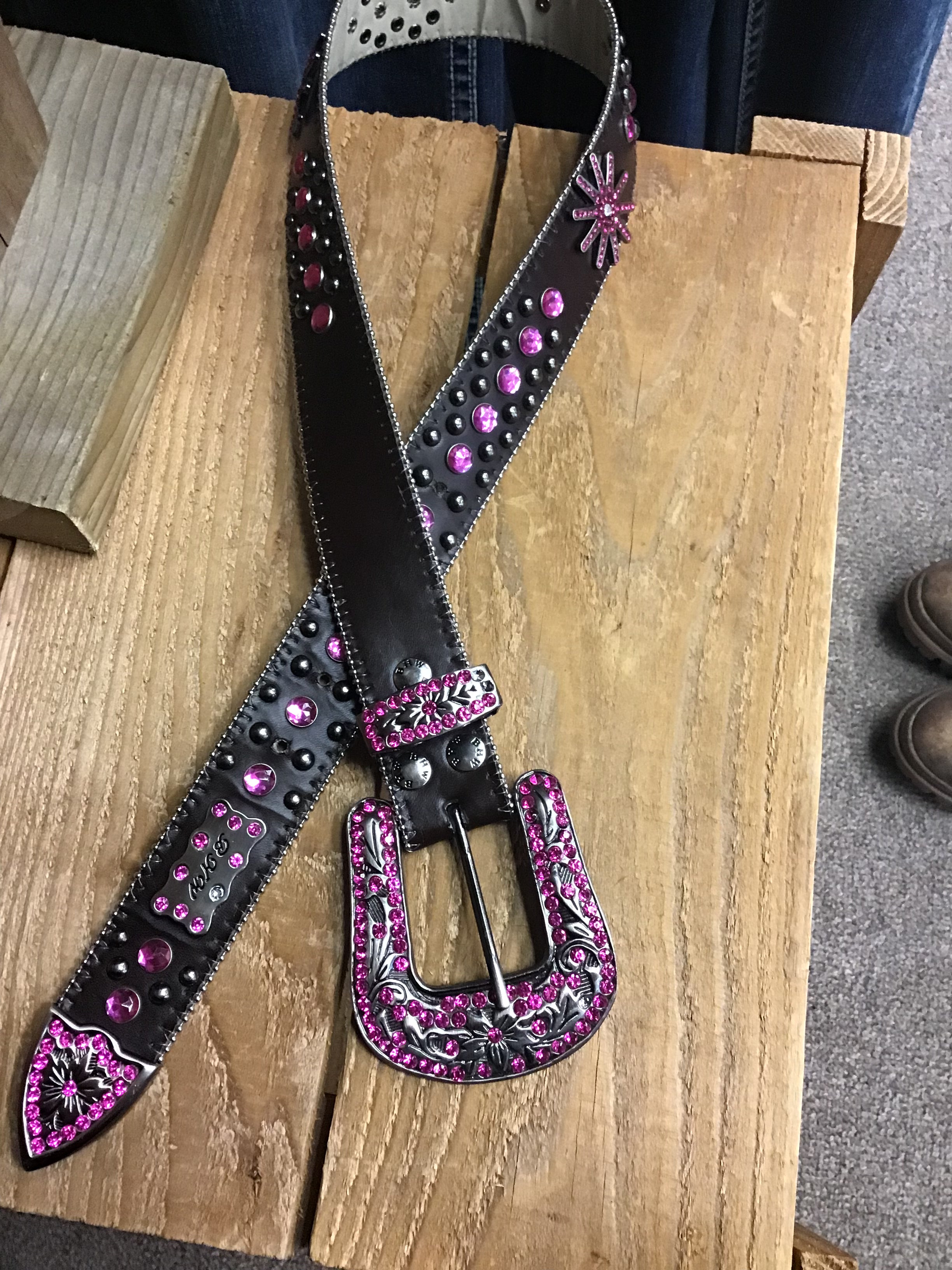 Brown Belt with Pink Bling