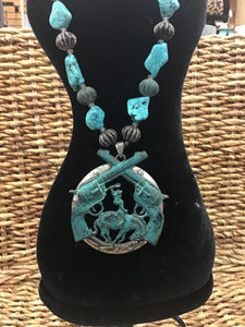Antiqued Turquoise Western Necklace