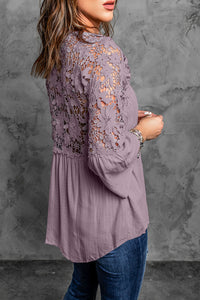 Lace Shoulder Splicing Flowy Shirt