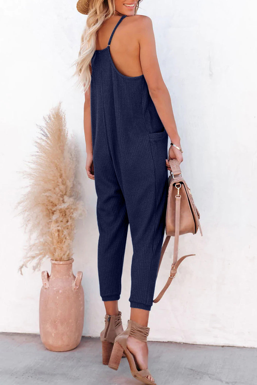 Sleeveless V-Neck Pocketed Casual Jumpsuit