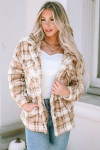 Sherpa Plaid Button Pocketed Jacket