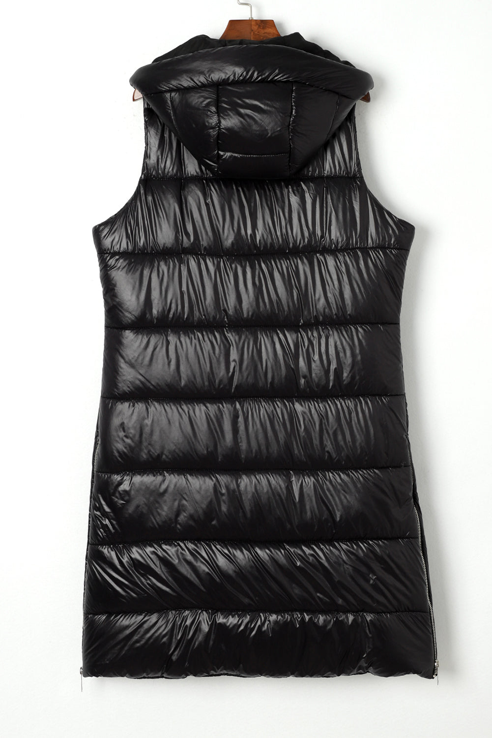 Hooded Long Quilted Puffer Vest
