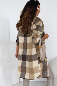 Plaid Button-Down Flap Pocket Long Shacket