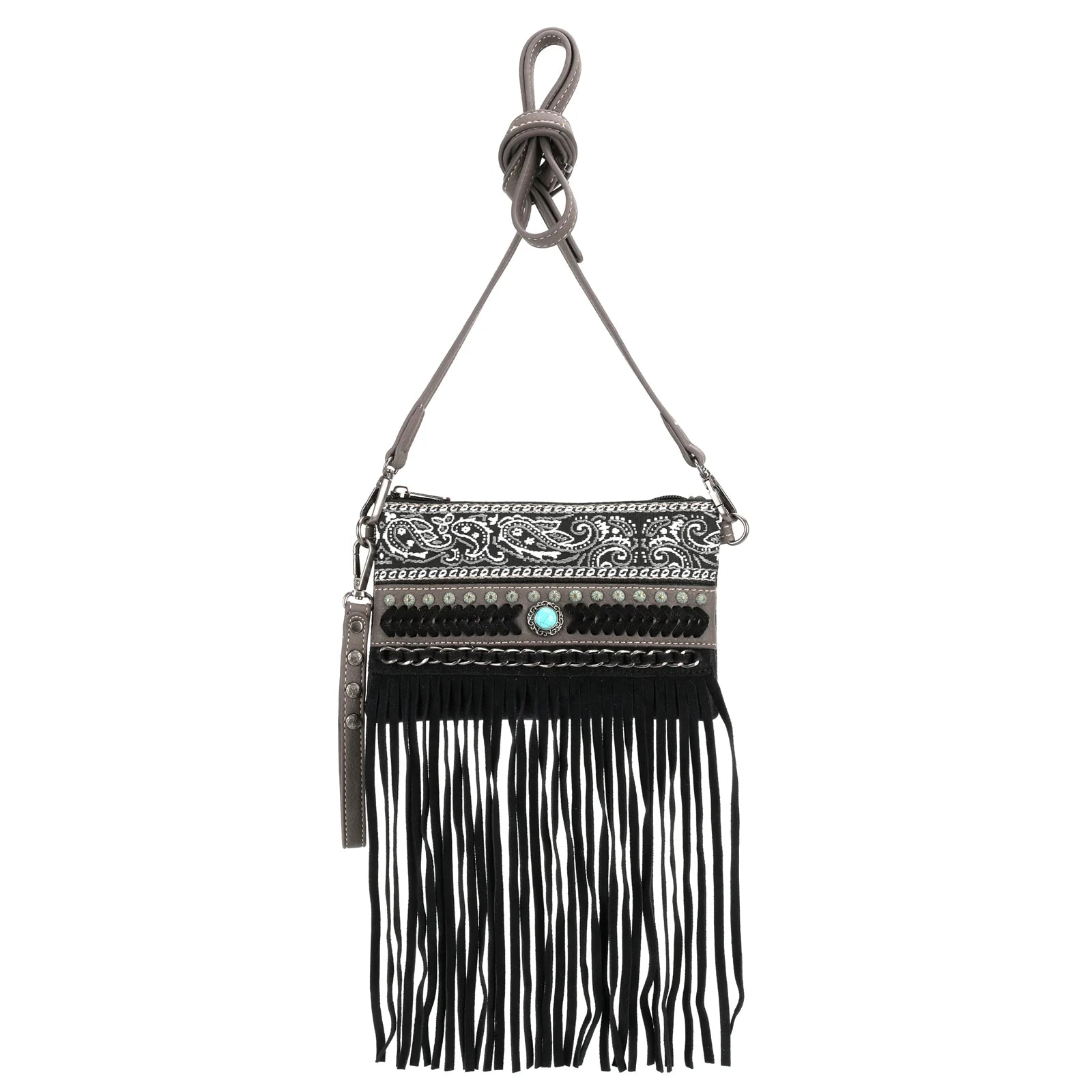 West Fringe Collection Clutch/Crossbody - Khaki Black or Orange