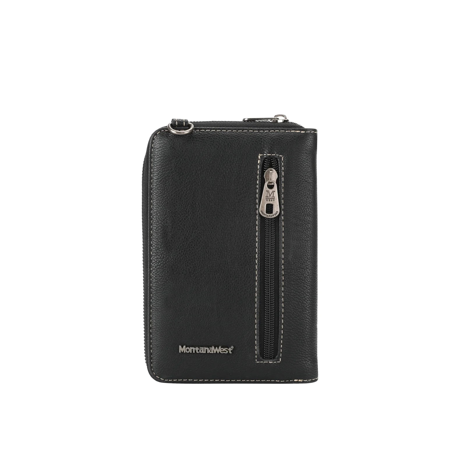 Western Genuine Hair-On Cowhide Phone Case Crossbody Wallet Black