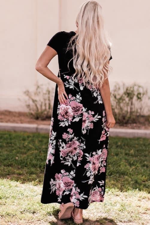 Short Sleeved Floral Maxi Dress