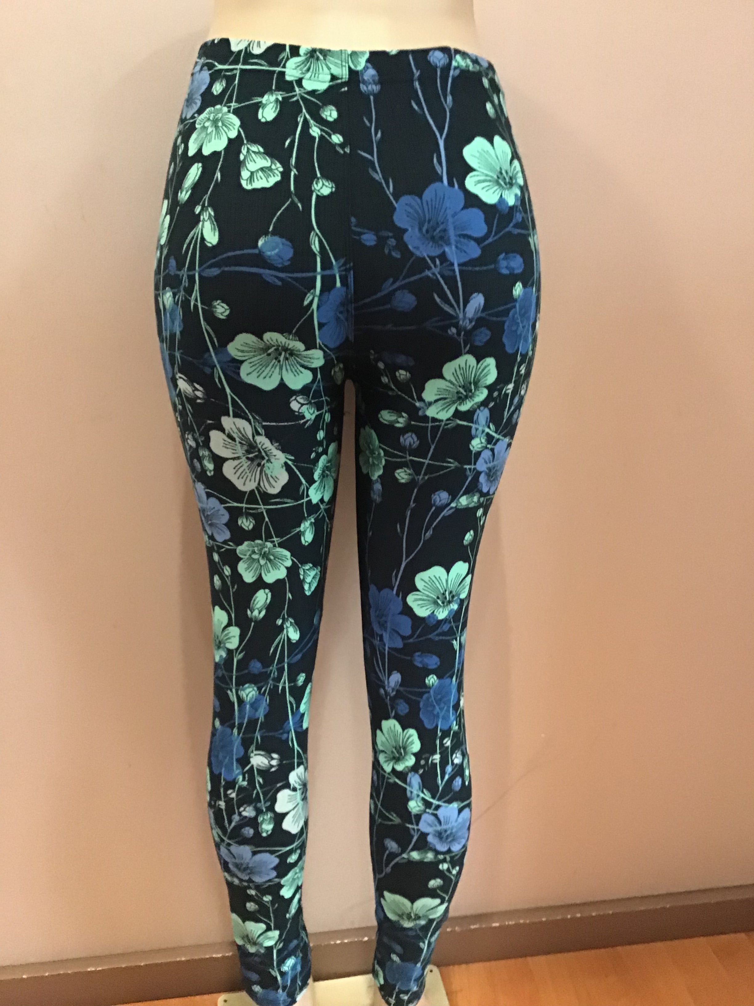 Blue and Green Floral Buttery Soft Leggings