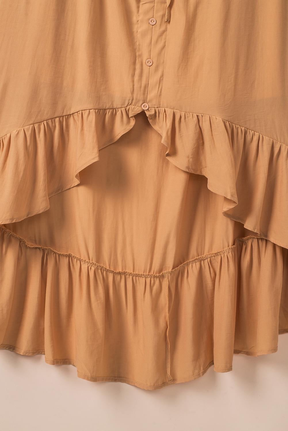 Short Sleeve High Low Dress in Apricot