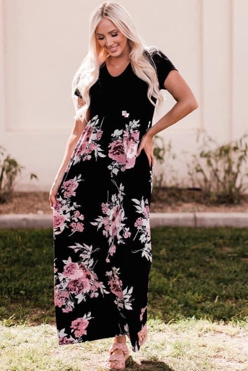 Short Sleeved Floral Maxi Dress