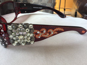Gorgeous bling Concho studded UV 400 Montana west sunglasses Gorgeous chocolate brown, black, and a red burgundy you pick
