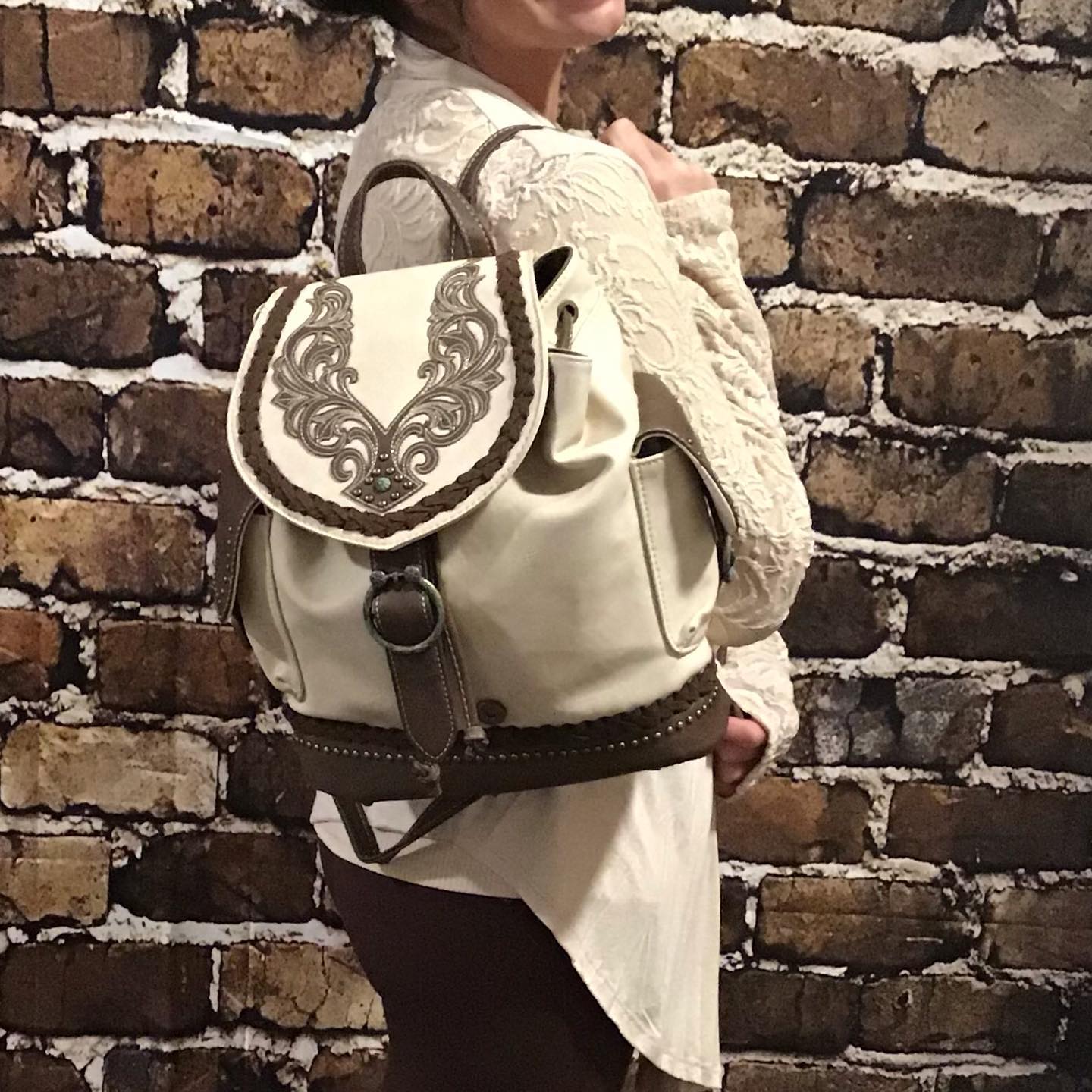 Western Handbag Backpack Embroidered
