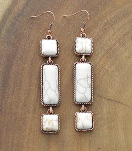 Semi Stone Drop Earrings Turquoise Semi Stone Earrings Bohemian women’s fashion  style earrings