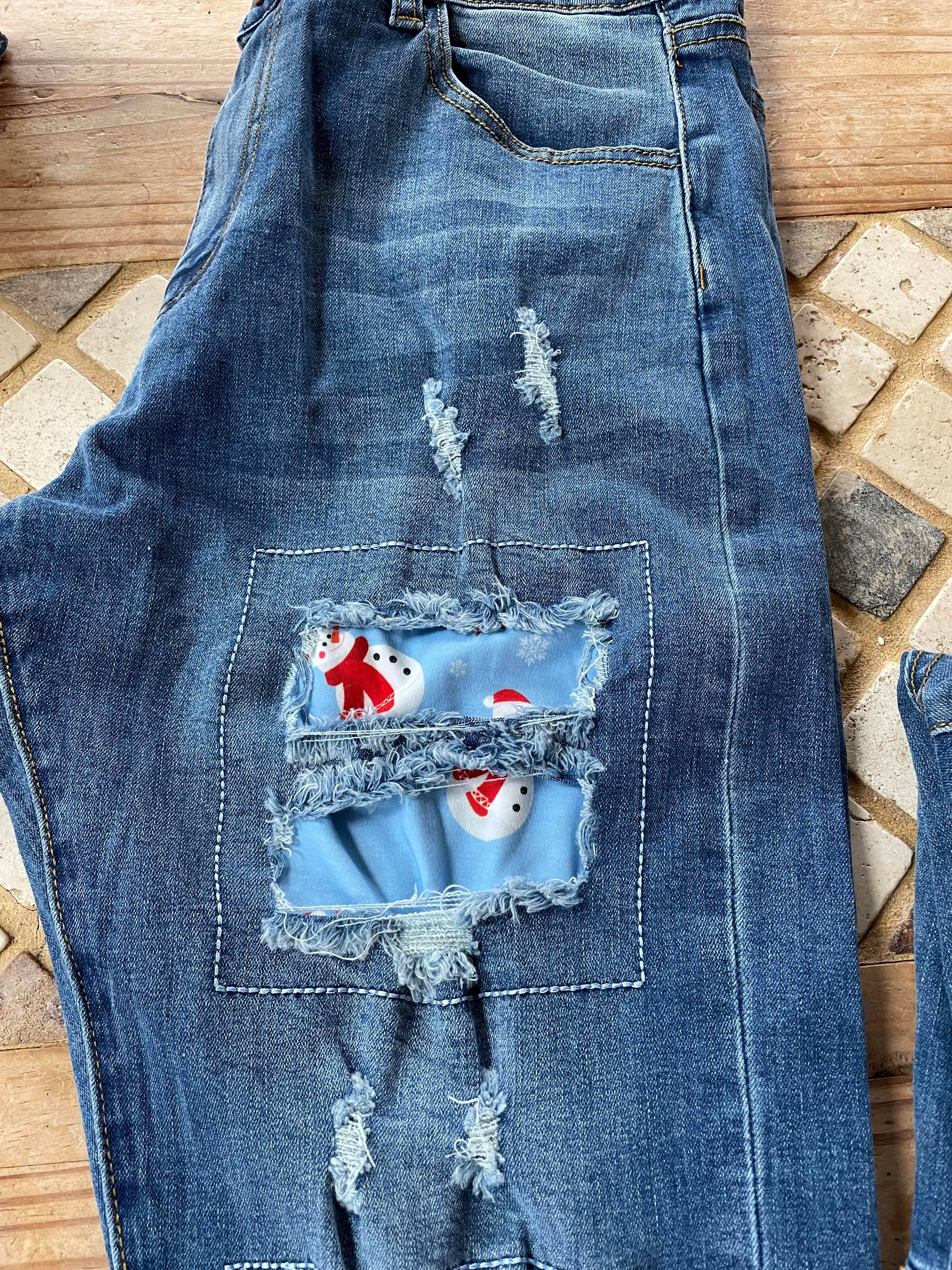Snowman Jeans Christmas Patch work Jeans Different styles