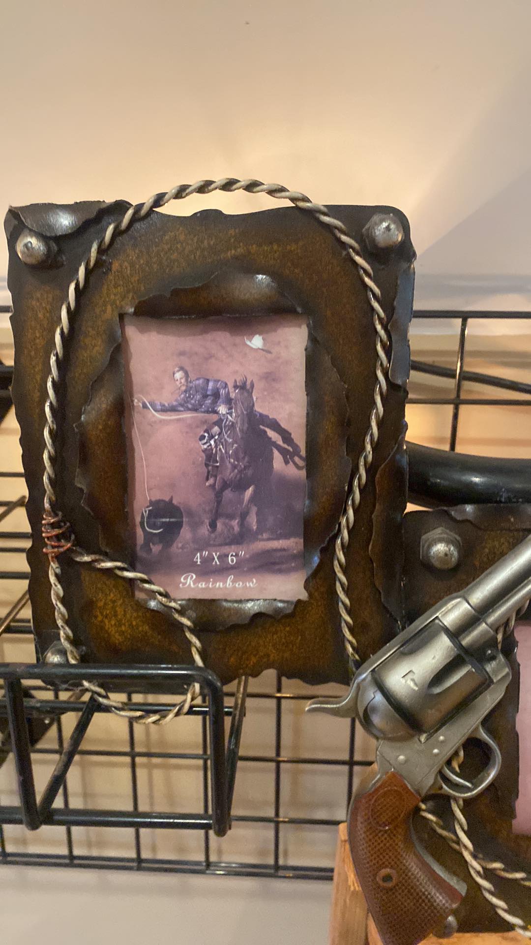 Cowboy Pistol Gun Metal 3 Photo Frame