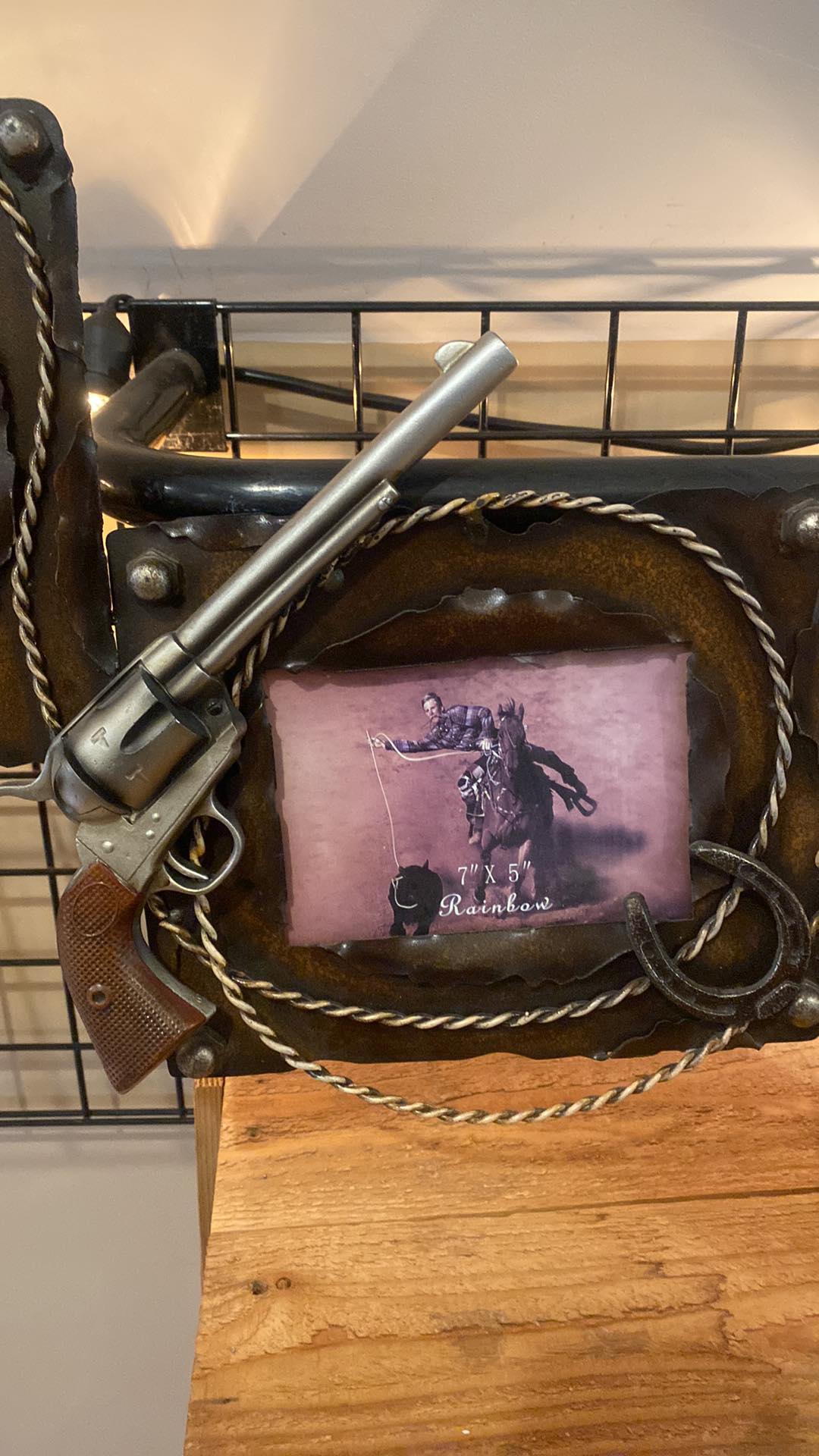 Cowboy Pistol Gun Metal 3 Photo Frame