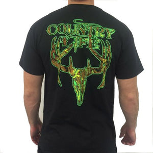 Mens Fashion top Country life t-shirt Longhorn deer skull Camo Realtree Deer Skull Head Hunt Vintage