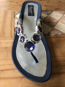 Gorgeous bling sandals with wedge V-thong sandal Gorgeous blue