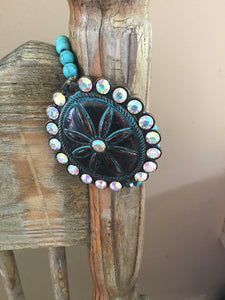 Turquoise flower style stretch bracelets