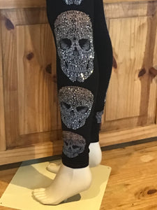 Sugar Skull Rhinestone Crystal Leggings Women's Rhinestone Leggings