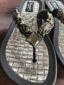 Gorgeous black bling sandals with wedge V-thong sandal Faberge Thong Sandal
