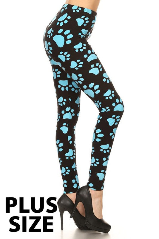 Paw Print Plus Size leggings super Soft Puppy Paws
