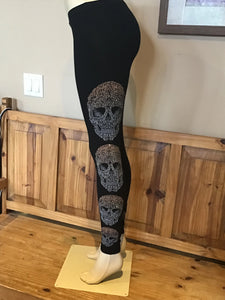 PLUS Sugar Skull Rhinestone Crystal Leggings Women's Rhinestone Leggings