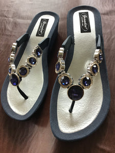 Gorgeous bling sandals with wedge V-thong sandal Gorgeous blue