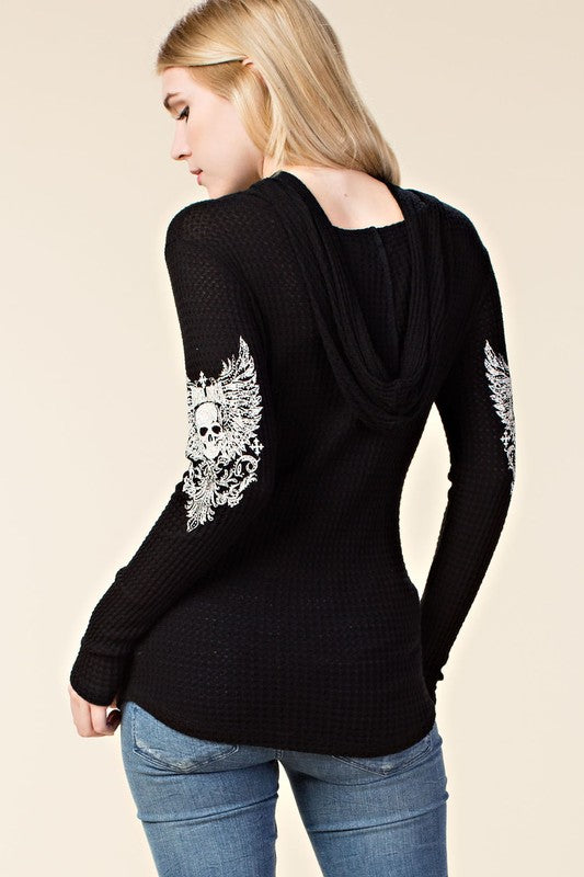 New Sugar Skull Rebel Rock With Skull & Wing Hoodie!