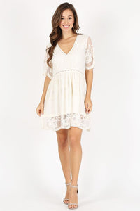Dress Lace, embroidered, short baby doll dress in a relaxed fit