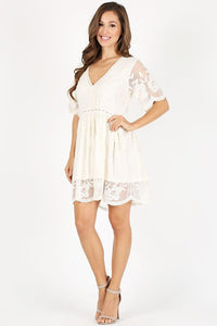 Dress Lace, embroidered, short baby doll dress in a relaxed fit