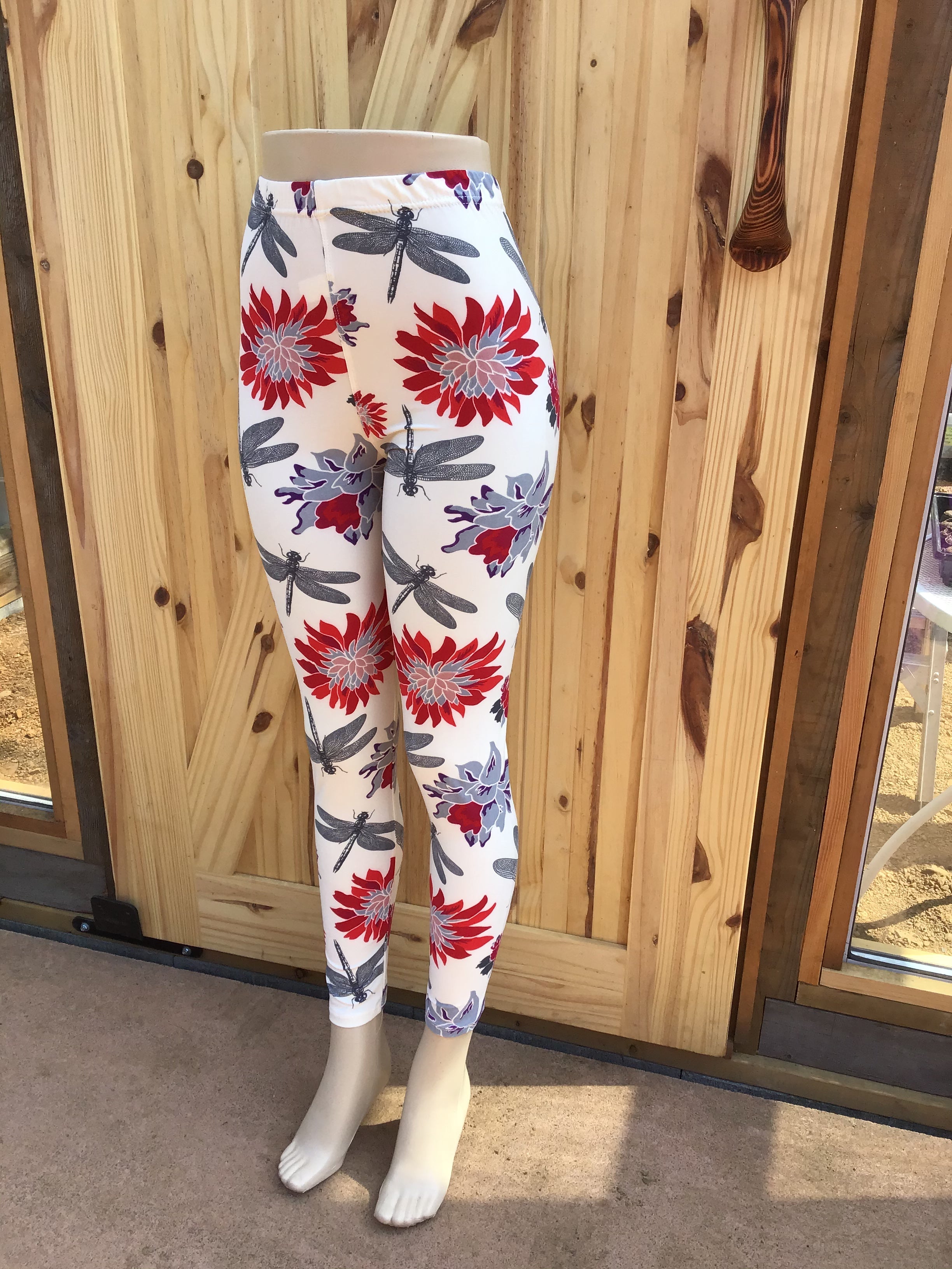 Dragon Fly Womens best leggings BUTTERY SOFT LEGGINGS One Size red dragon fly Print