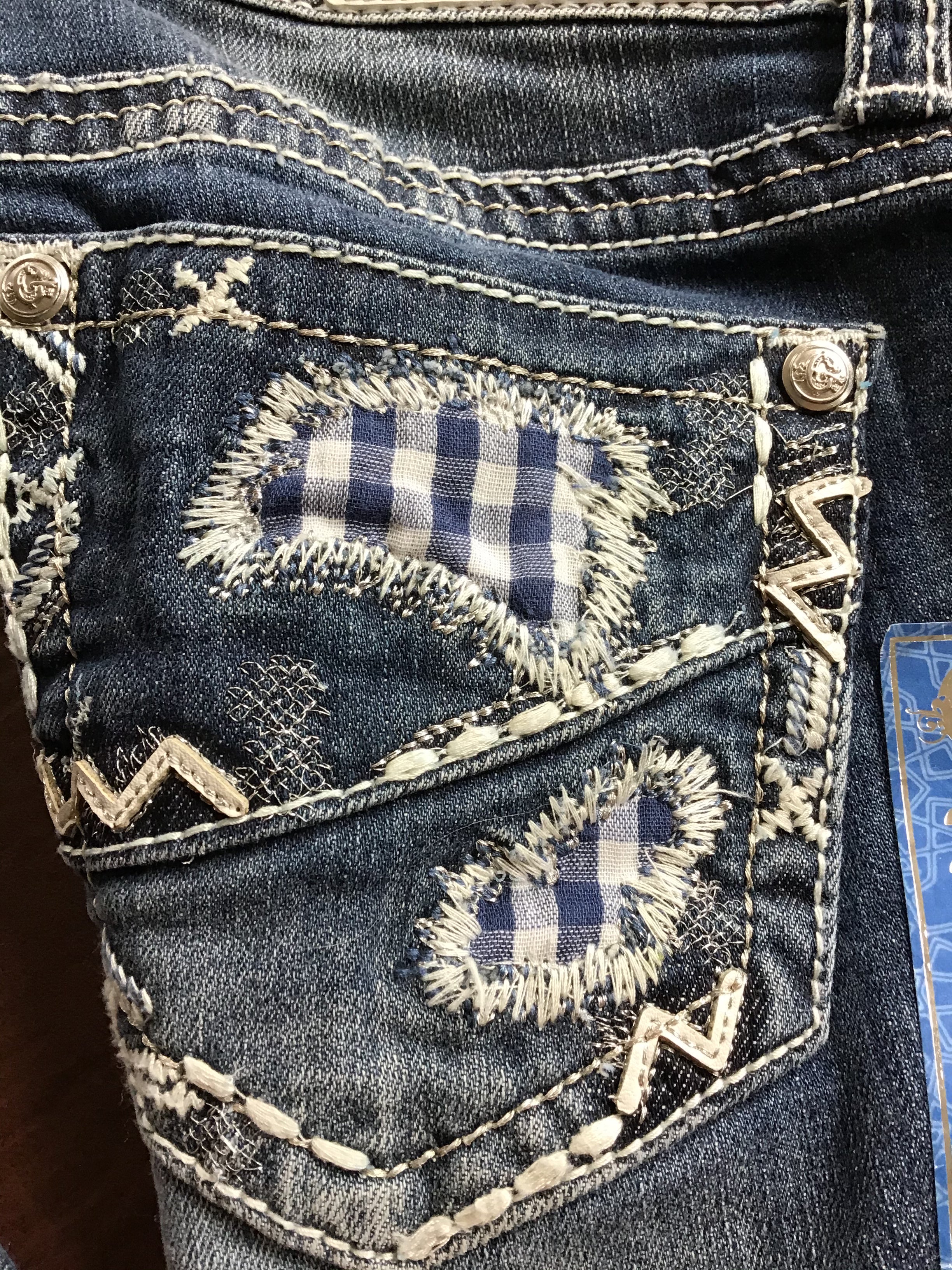 GRACE IN LA JUNIOR FIT WESTERN EMBROIDERED POCKET BOOT CUT JEANS