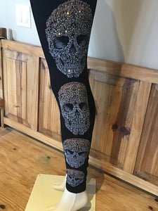 Sugar Skull Rhinestone Crystal Leggings Women's Rhinestone Leggings