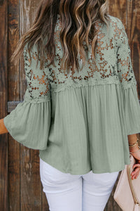 Lace Shoulder Splicing Flowy Shirt