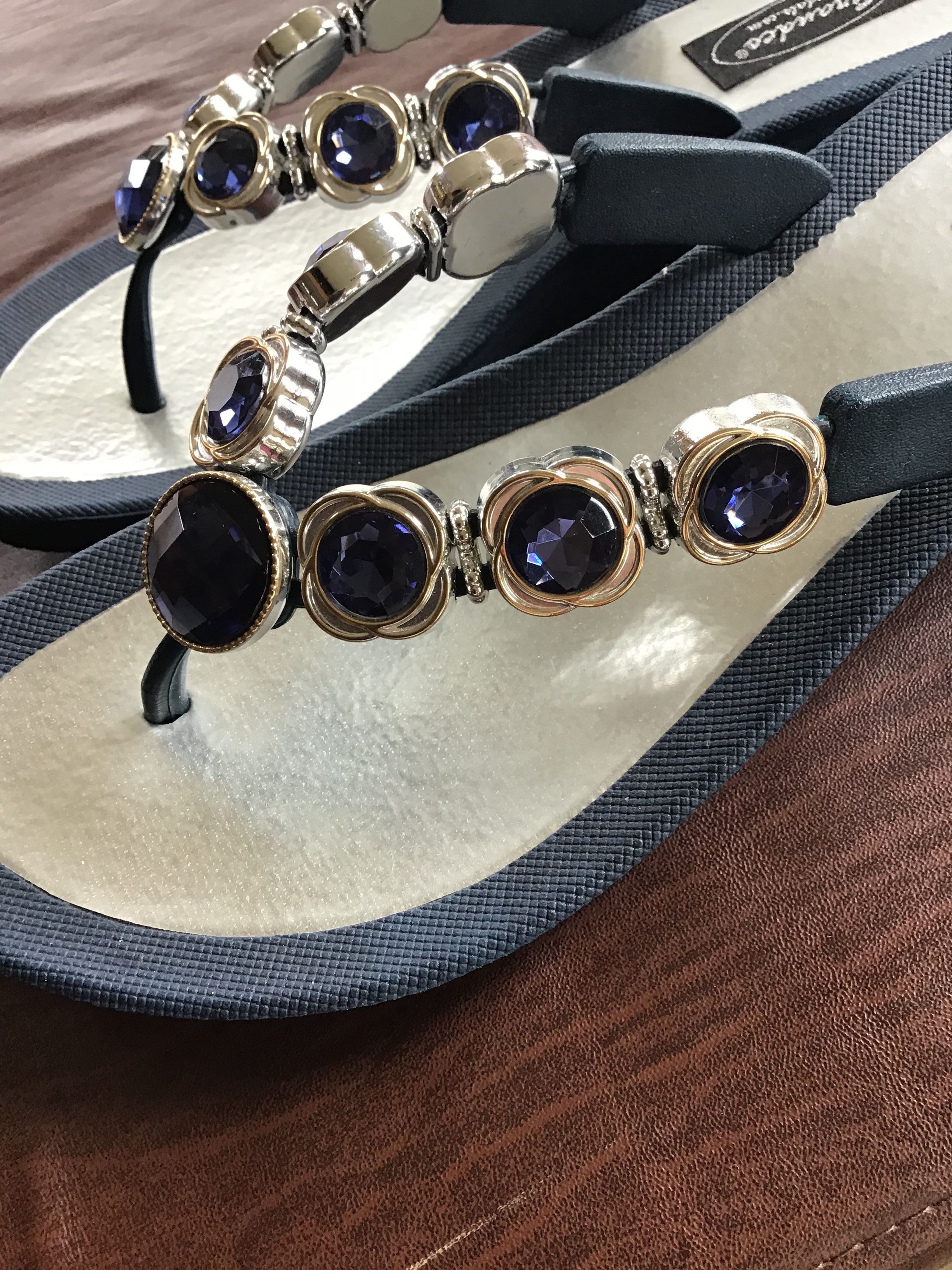 Gorgeous bling sandals with wedge V-thong sandal Gorgeous blue