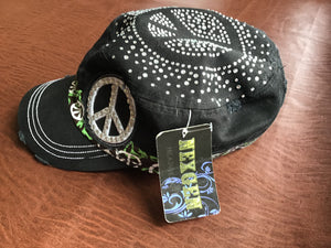 Black with lime piece Cadet Ball hat distressed theme going on it