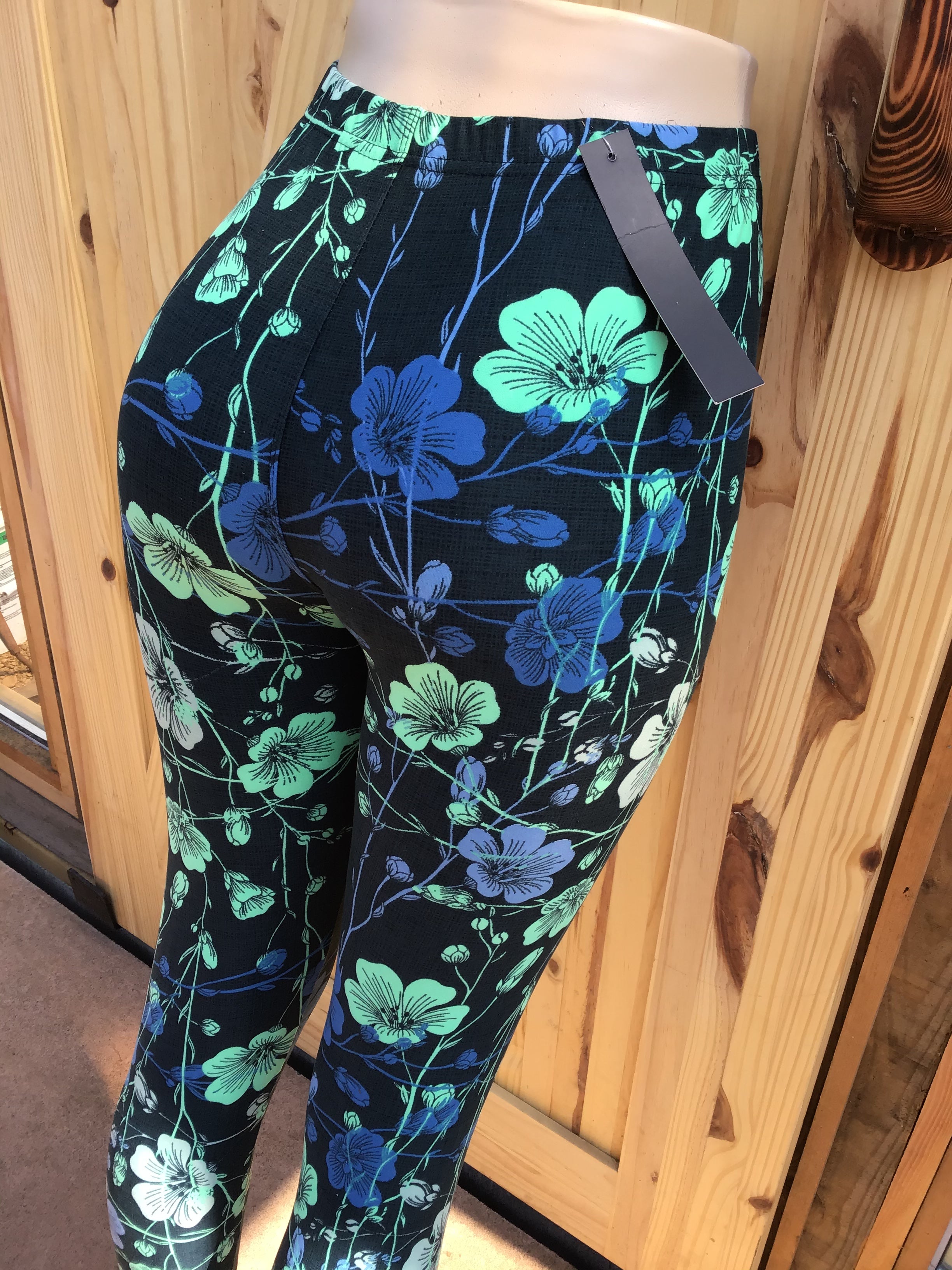Women’s best leggings BUTTERY SOFT LEGGINGS One Size  Print Natural flower green teal print